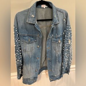 Amazing Sunset and spring pearl Denim jacket